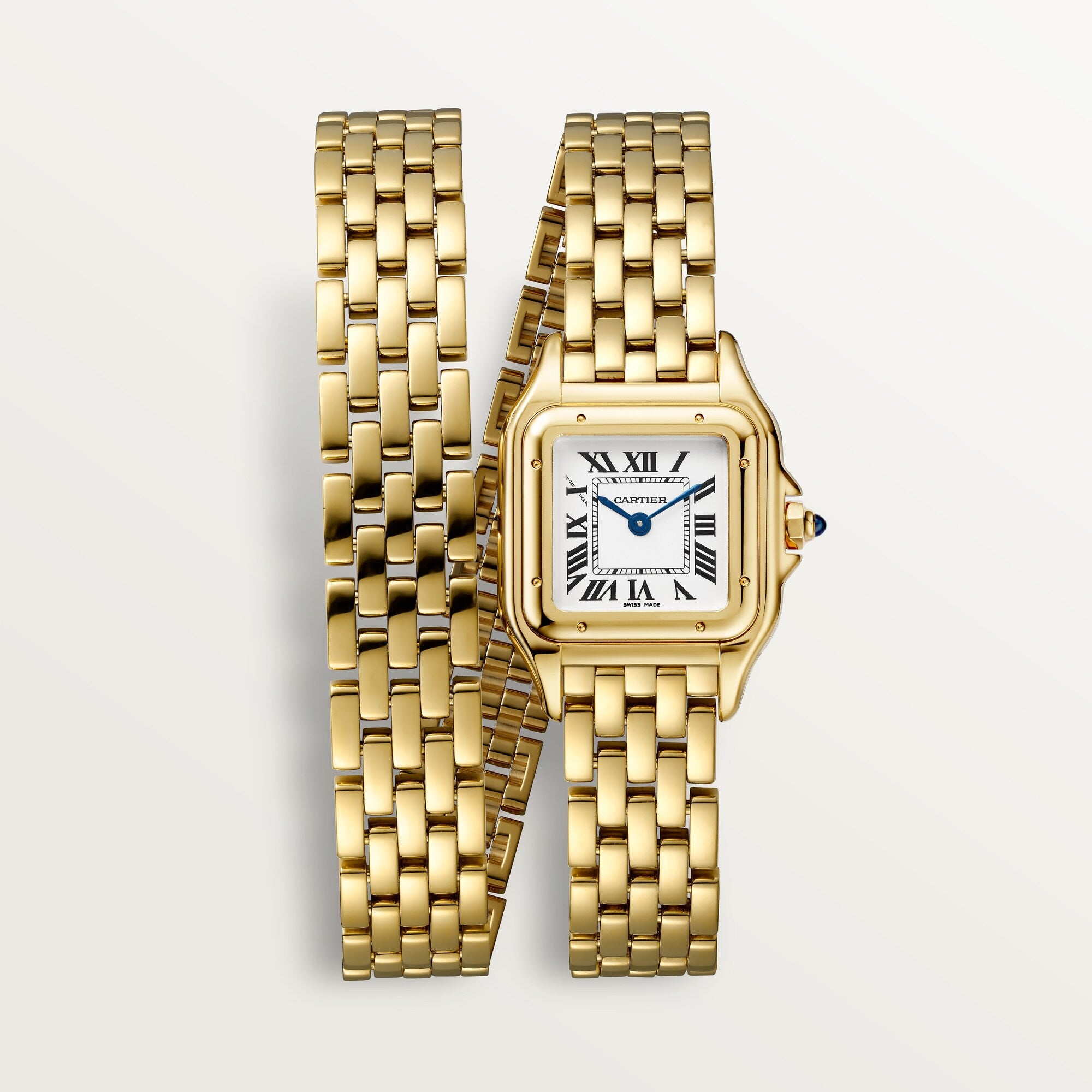 Cartier Panthère Small Yellow Gold Silver Dial Double Loop Bracelet WGPN0046 - WATCHXNYC