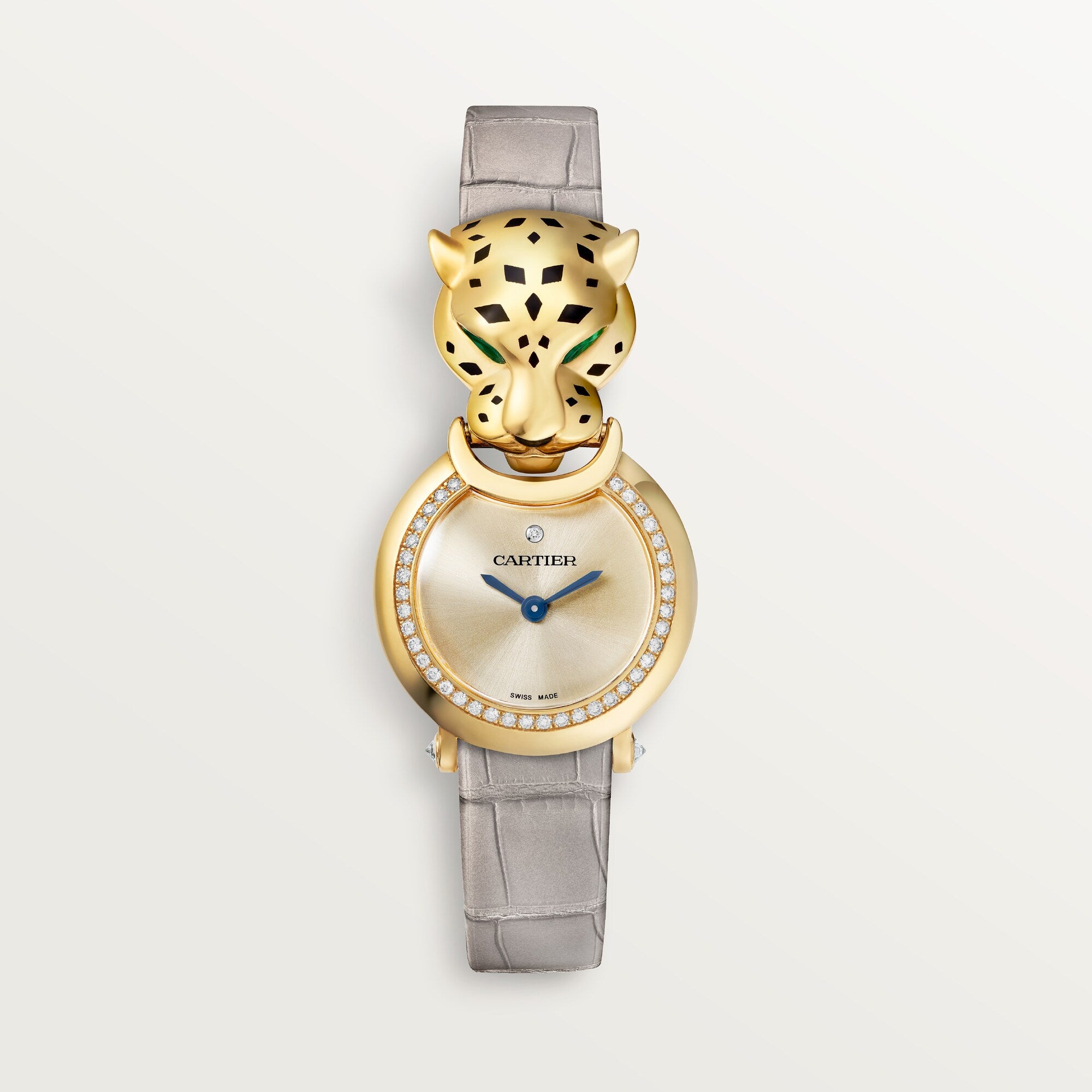 Cartier Panthère Yellow Gold Golden Dial Gray Semi Matte  Leather Strap HPI01297 - WATCHXNYC