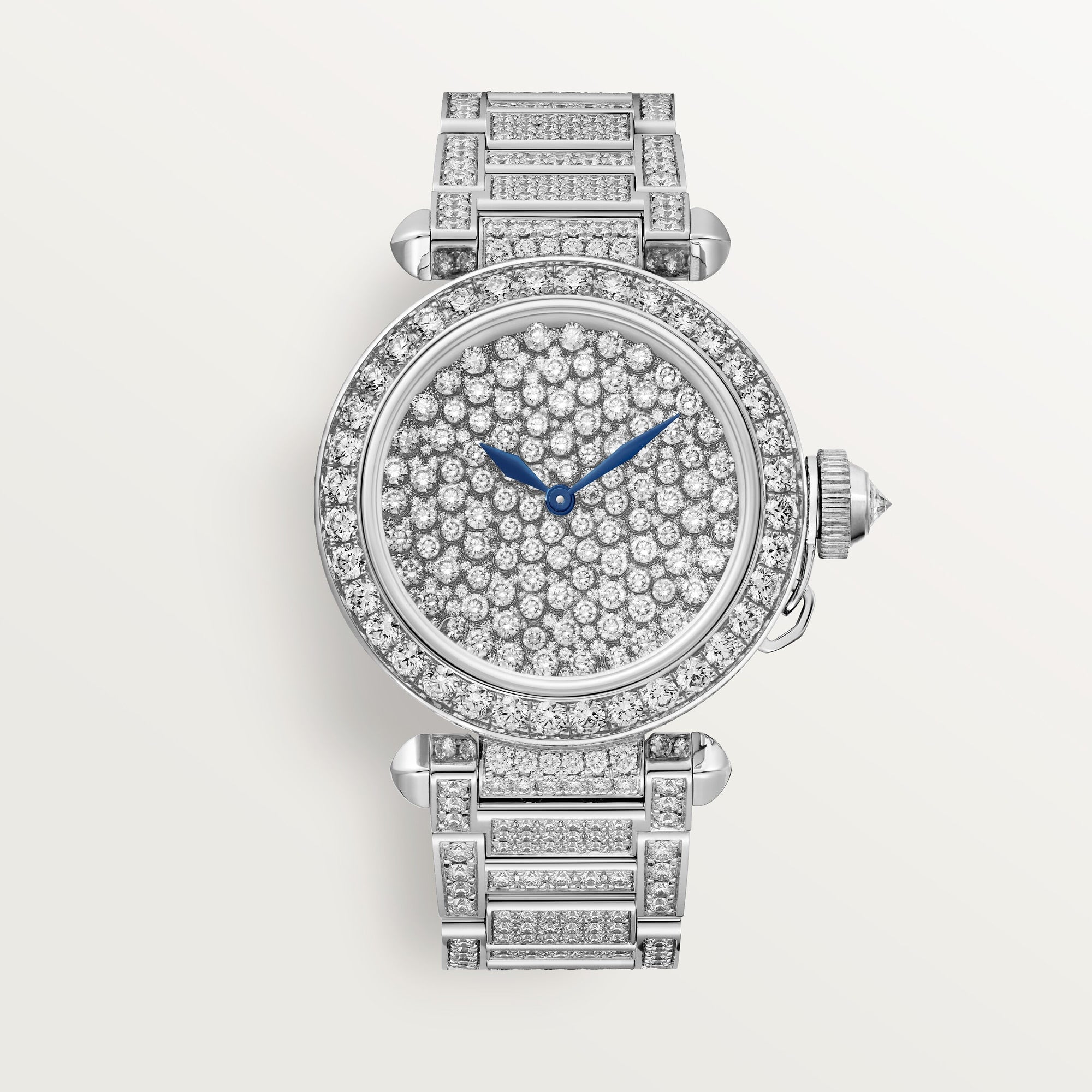 Cartier Pasha 35 mm White Gold Diamond Paved Dial Bracelet HPI01392 - WATCHXNYC