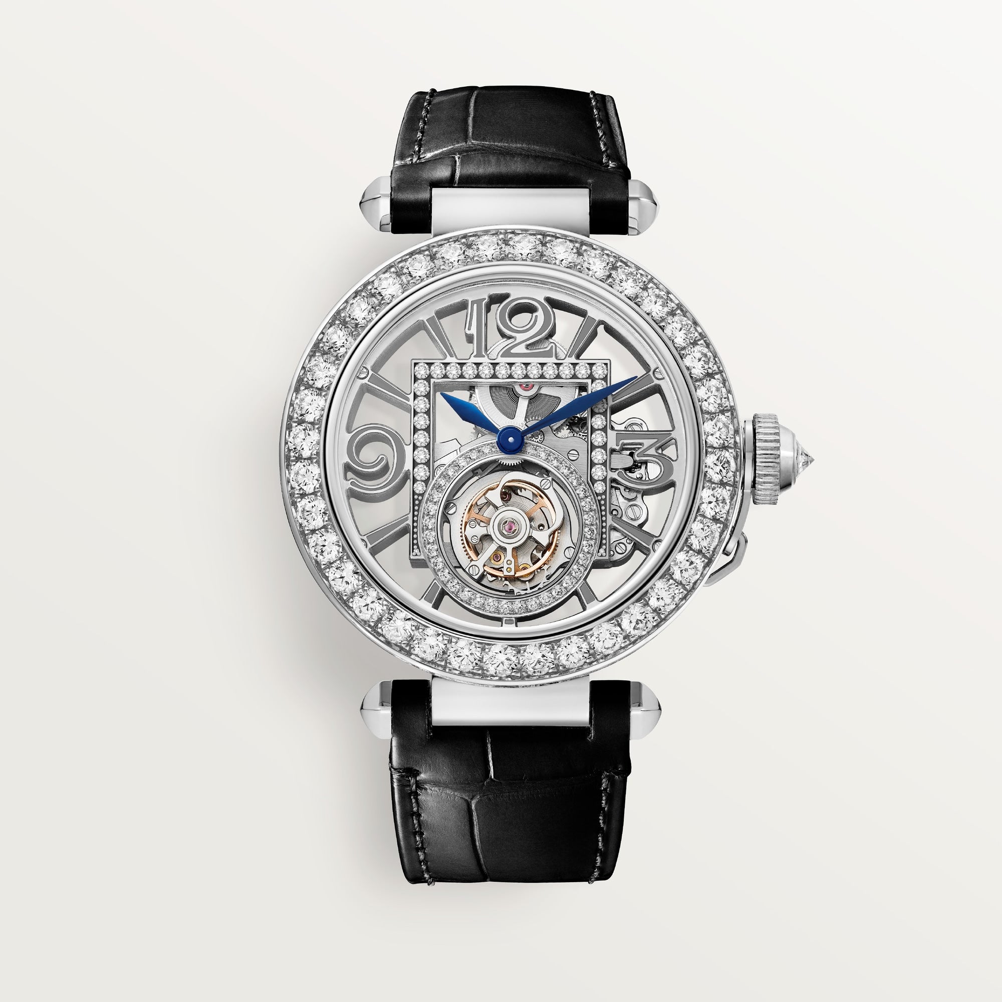 Cartier Pasha 41 mm 18k White Gold Grey Dial Black  Skin Strap HPI01435 - WATCHXNYC