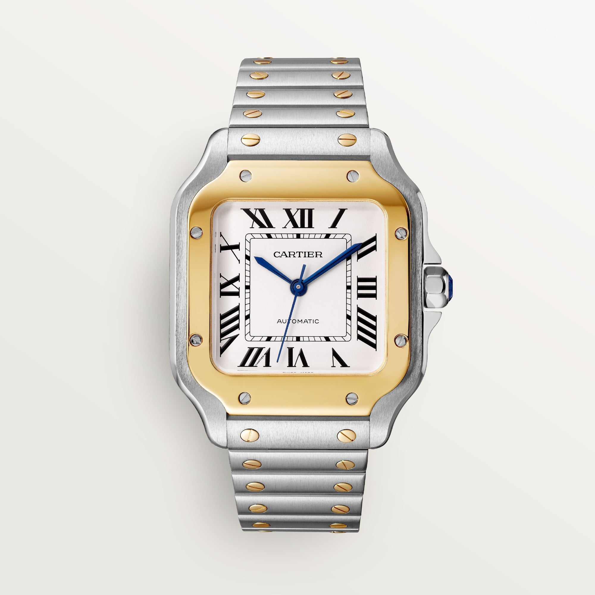 Cartierゴールド シルバー Cartier Santos 41.9 mm x 35.1 mm Medium 18k Yellow Gold Steel Silver D