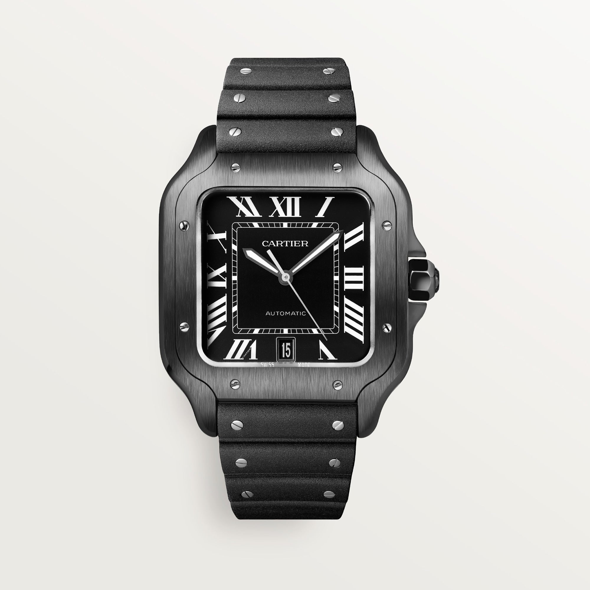 Cartier Santos 47.5 mm x 39.8 mm Large Steel Black Dial Bracelet WSSA0039 - WATCHXNYC