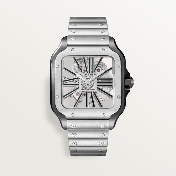 Cartier Santos Large Steel Grey Dial Bracelet WHSA0027 - WATCHXNYC