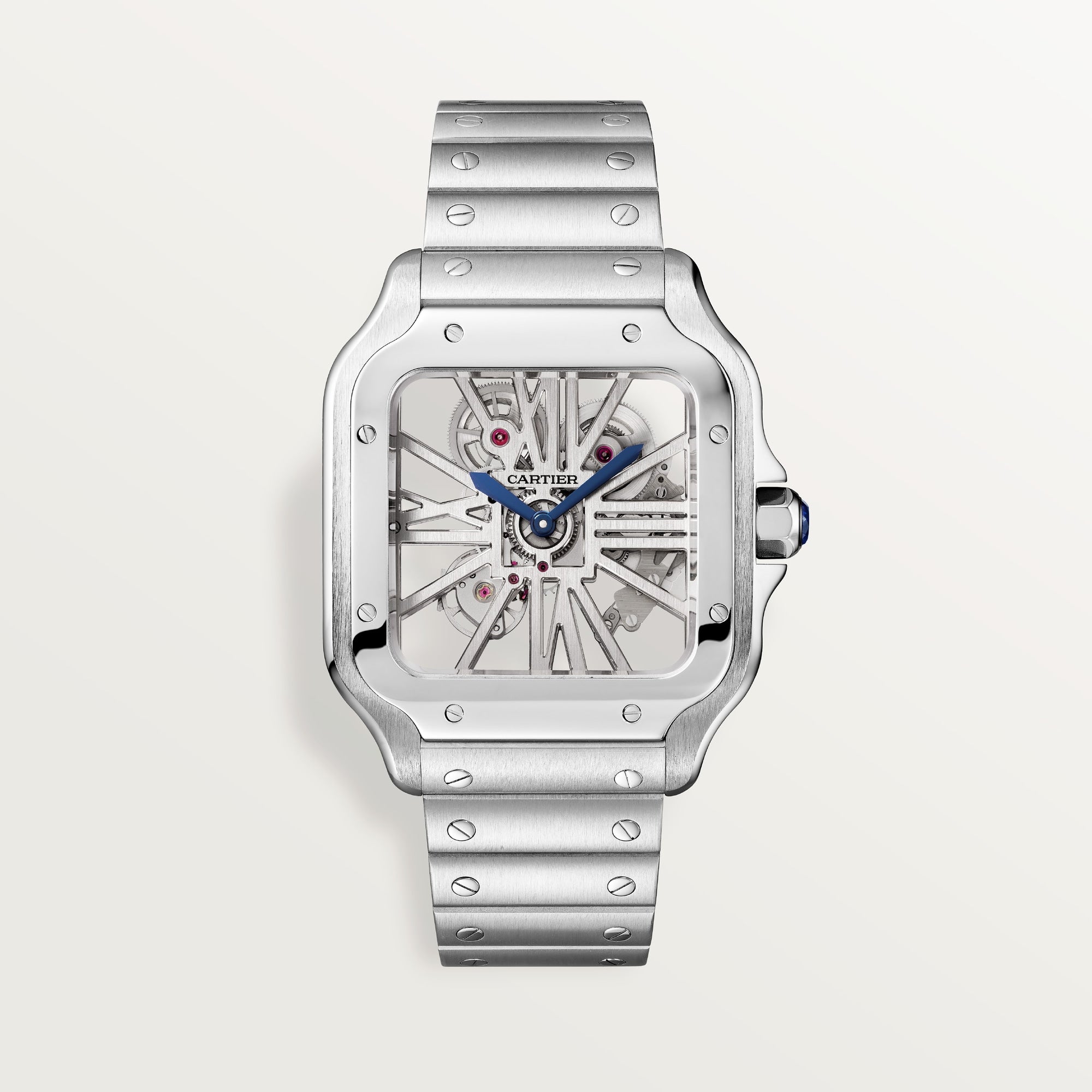 Cartier Santos Large Steel Silver Dial Bracelet WHSA0015 - WATCHXNYC
