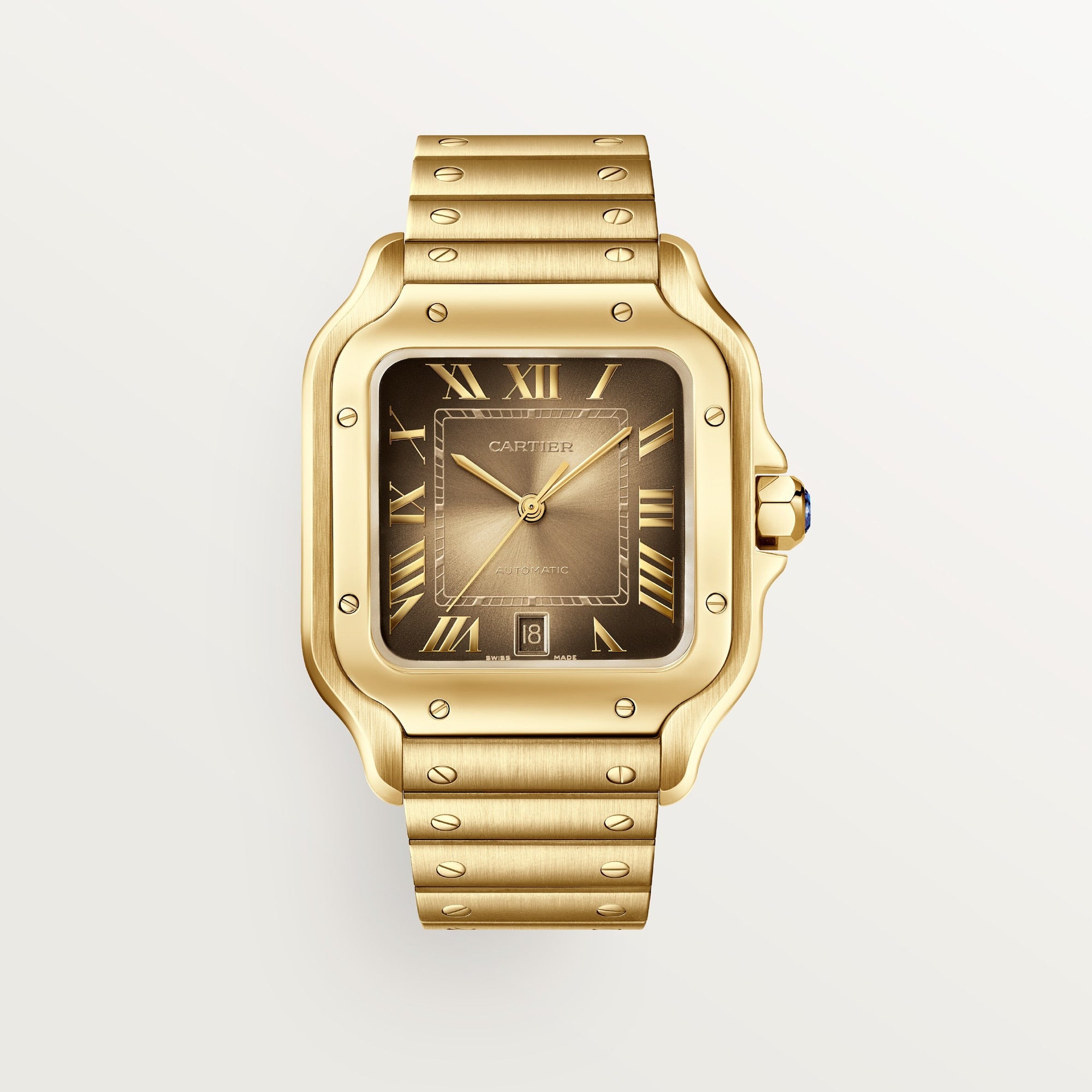 Cartier Santos Large Yellow Gold Sunray Dial Bracelet WGSA0095 - WATCHXNYC