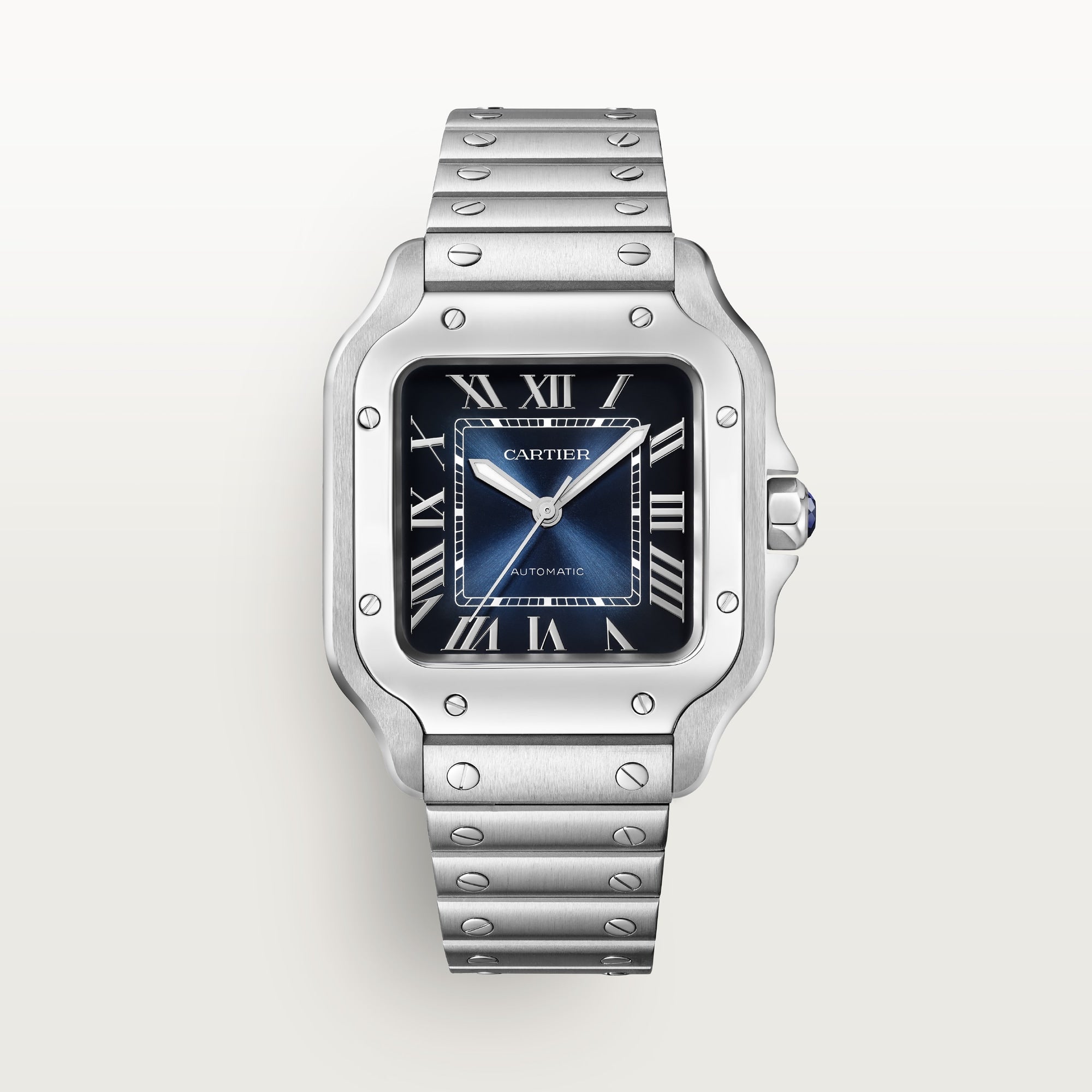 Cartier Santos Medium Steel Blue Dial Bracelet WSSA0063 - WATCHXNYC