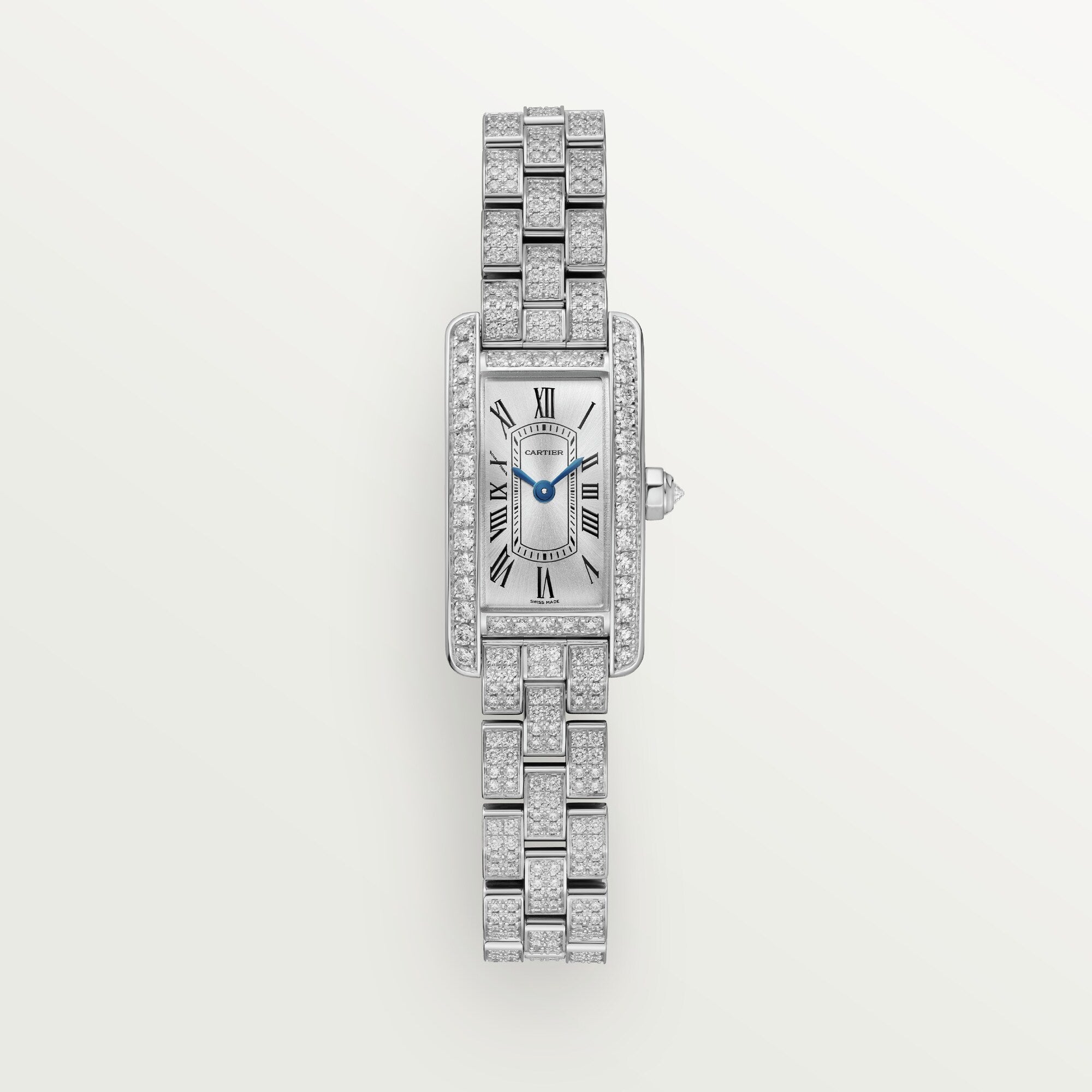 Cartier Tank Américaine Mini White Gold Silver Sunray Dial Bracelet WJTA0045 - WATCHXNYC