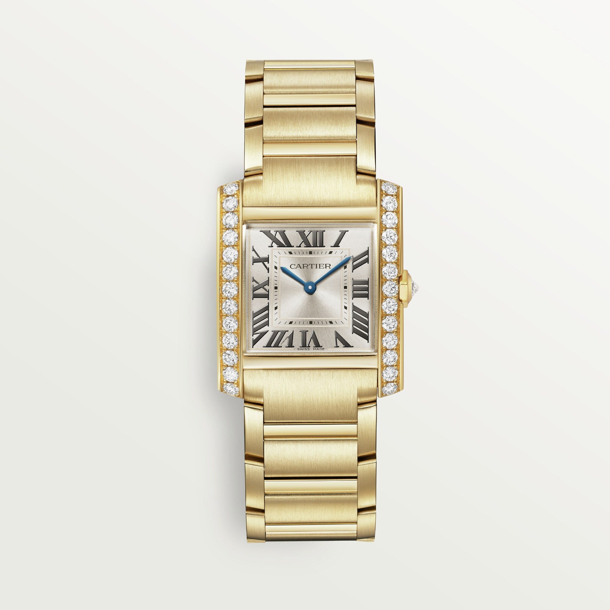 Cartier Tank Française Medium 18k Yellow Gold Steel Golden Sunray Dial Bracelet WJTA0040 - WATCHXNYC