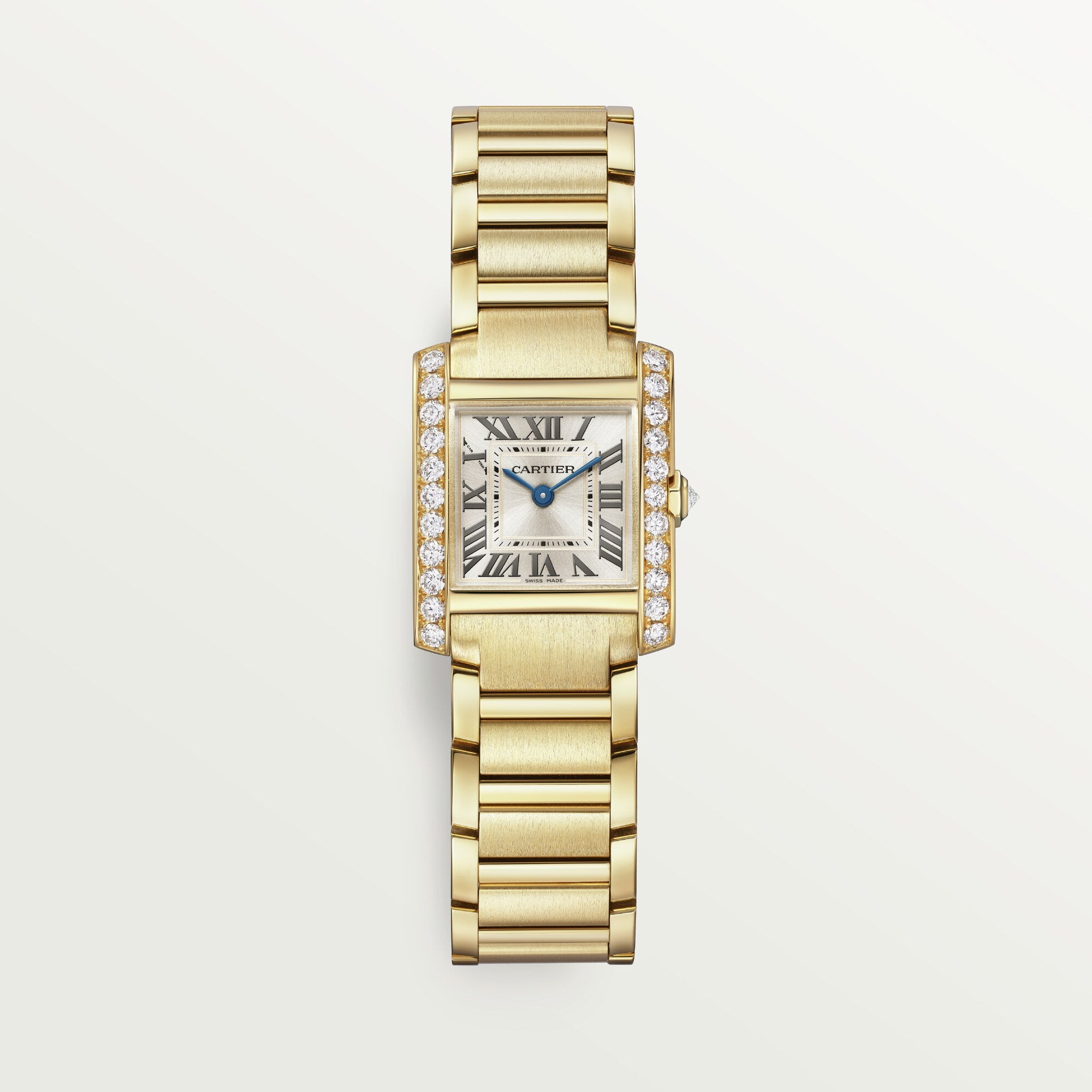Cartier Tank Française Small 18k Yellow Gold Golden Sunray Dial Bracelet WJTA0039 - WATCHXNYC