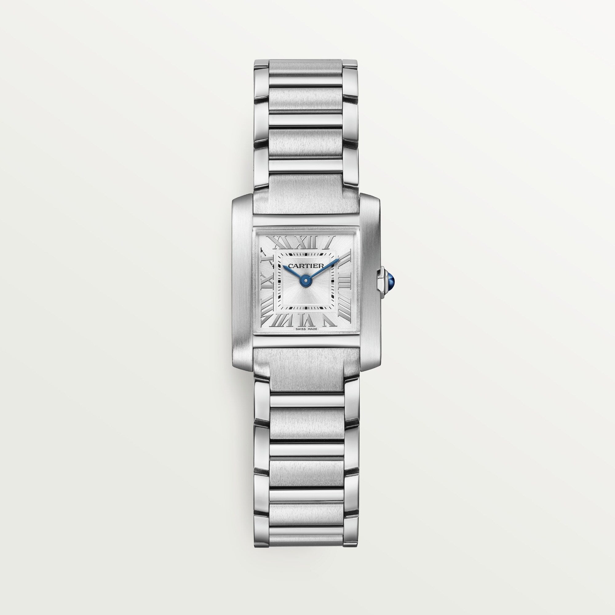 Cartier Tank Française Small 25.7 mm x 21.2 mm Silver Sunray Dial Steel Bracelet WSTA0065 - WATCHXNYC