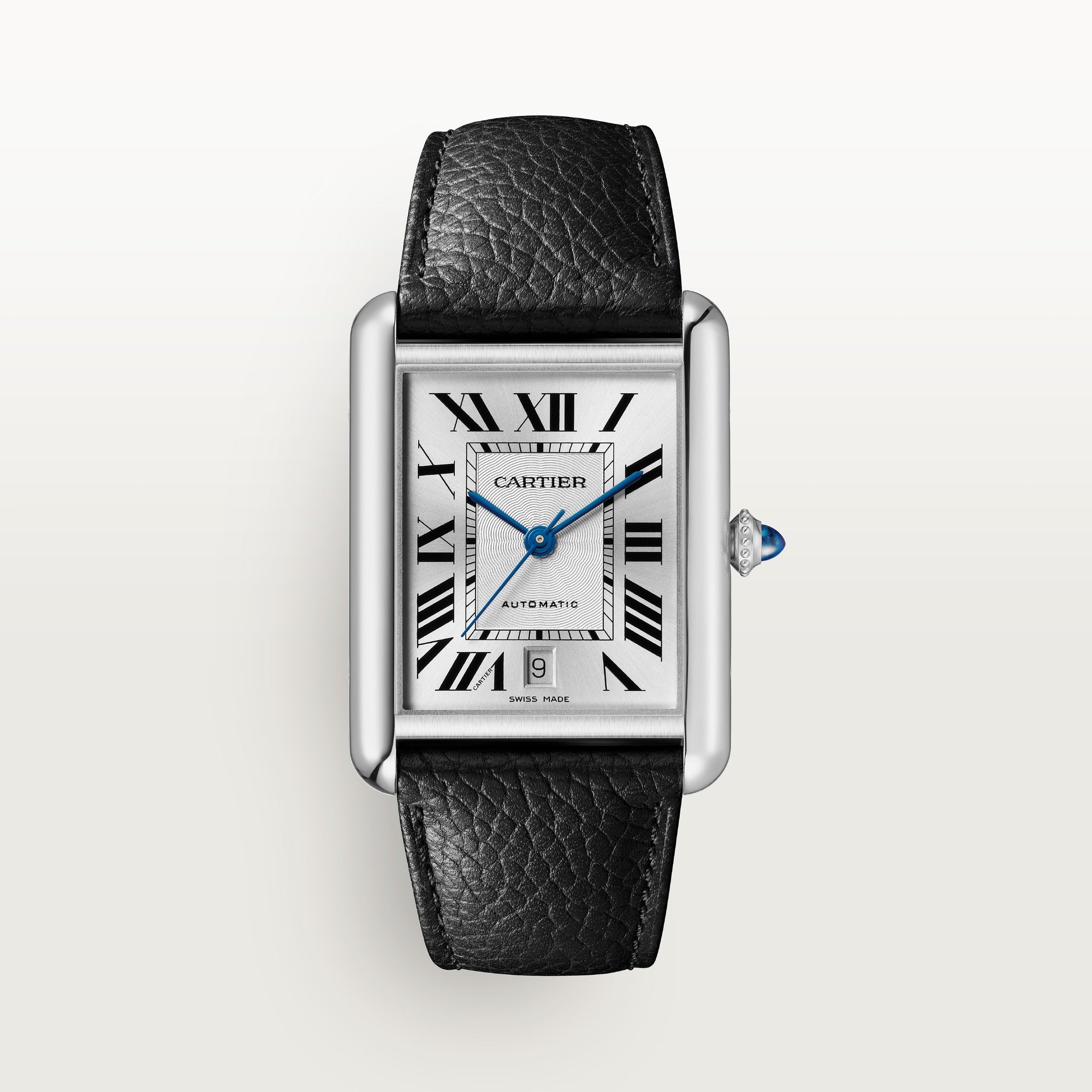 Cartier Tank Must Extra Large Steel Silver Dial Black  Strap WSTA0040 - WATCHXNYC