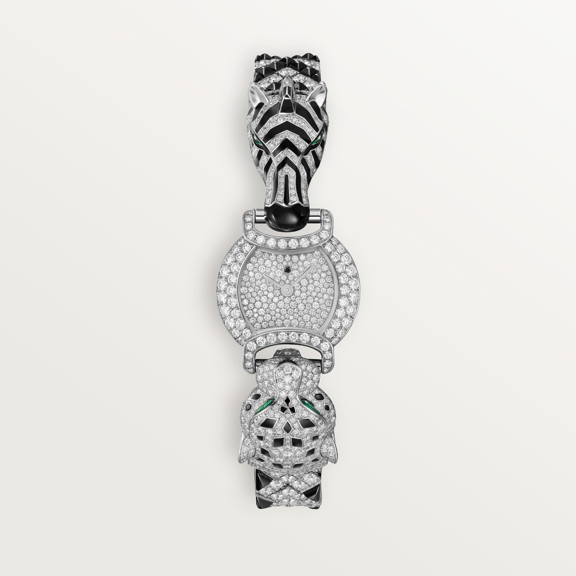 Cartier Zebra Motif 22.2 mm 18k White Gold Steel Dial Bracelet HPI01454 - WATCHXNYC