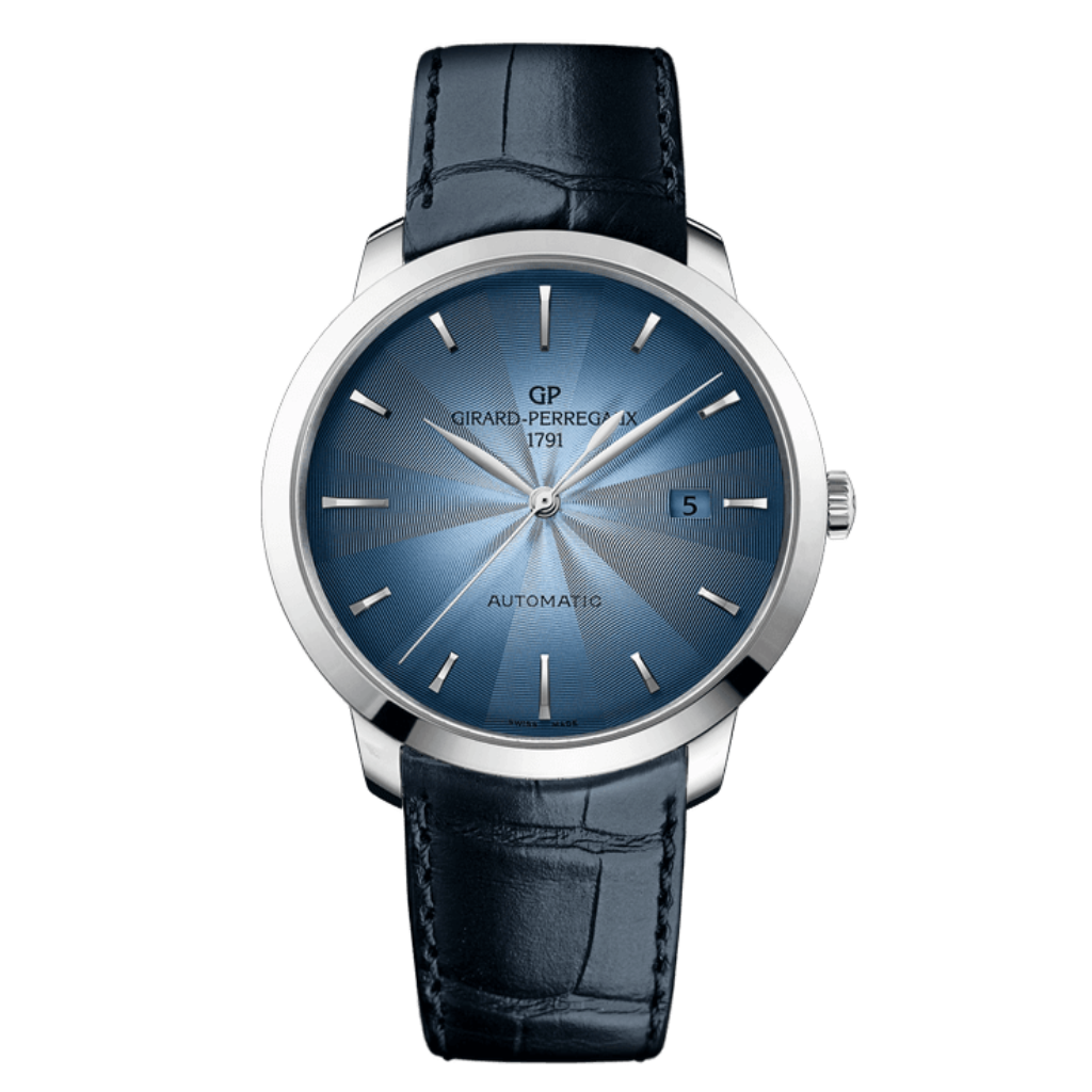 Girard-Perregaux 1966 40 mm Blue Dial Stainless Steel   Leather Strap 49555-11-431-BB60 - WATCHXNYC