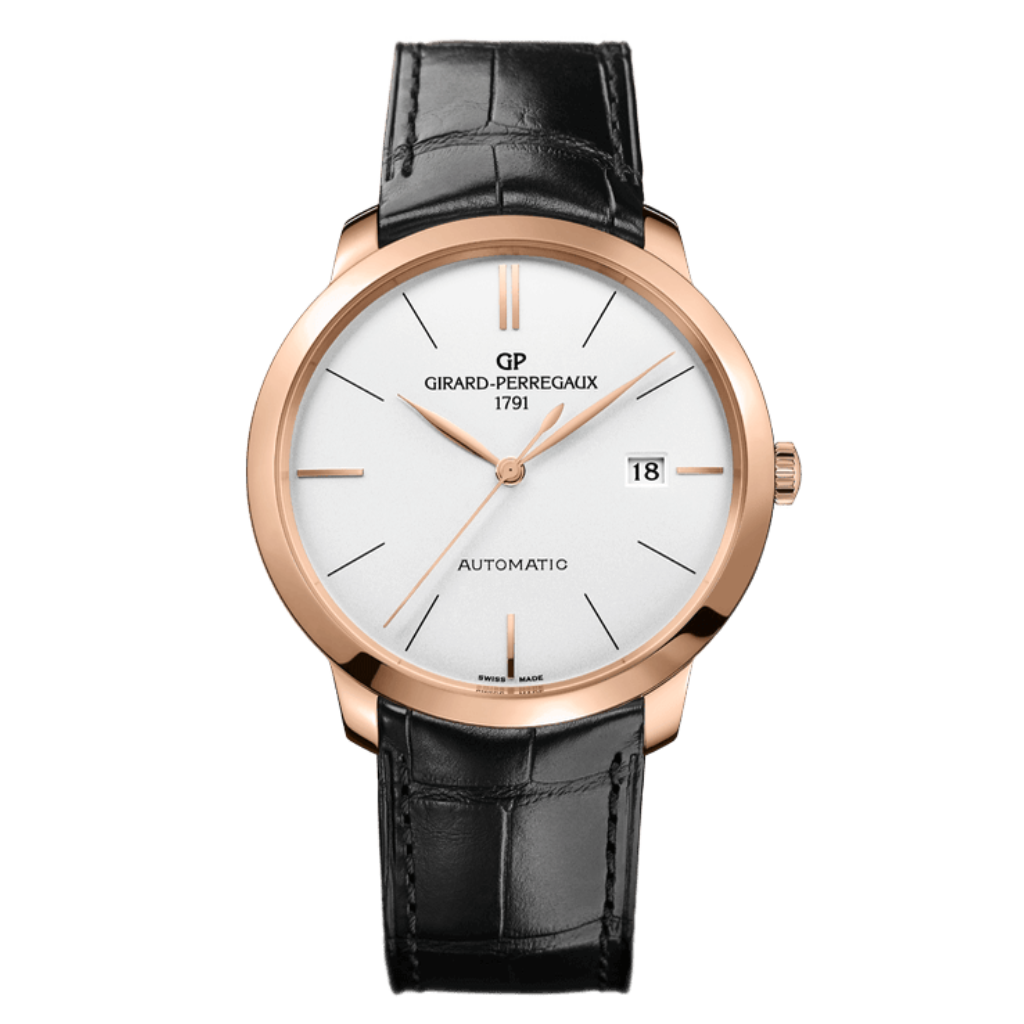 Girard-Perregaux 1966 40 mm Silver Dial 18K Pink Gold   Leather Strap 49555-52-132-BB60 - WATCHXNYC