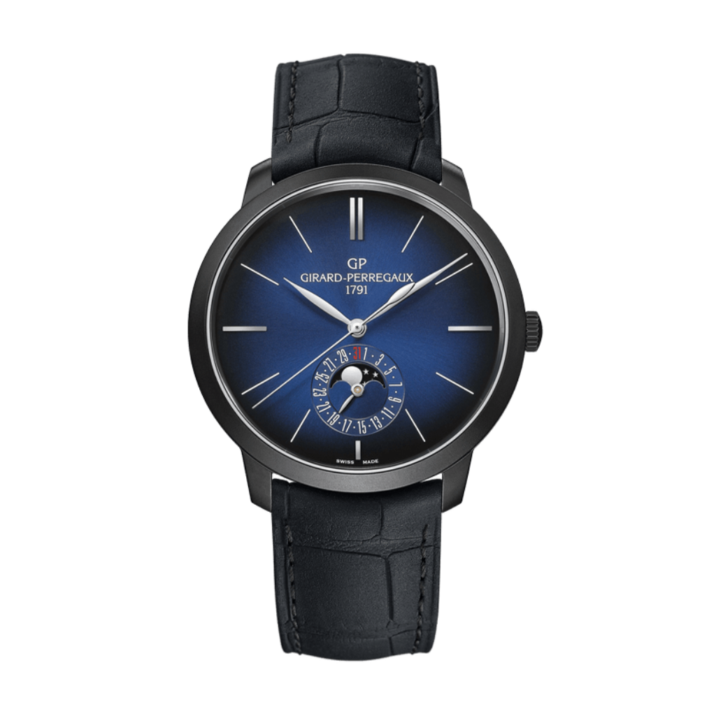 Girard-Perregaux 1966 Blue Moon 40 mm Blue Dial Stainless Steel DLC   Leather Strap 49545-11-432-BH6A - WATCHXNYC