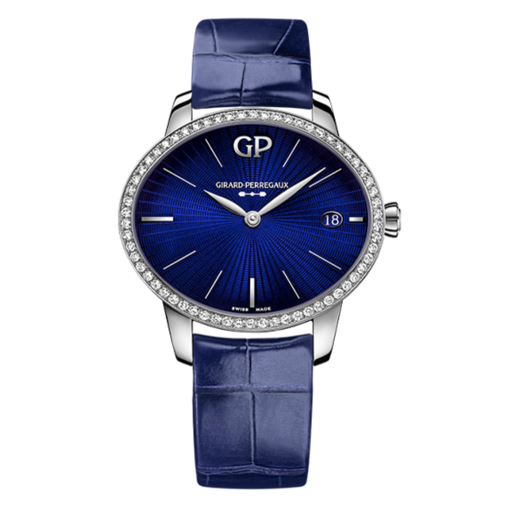 Girard-Perregaux Cat's Eye Eternity Edition 35.40 x 30.40 mm Blue Dial with Diamonds Stainless Steel   Leather Strap 80484D11A432-BK4A - WATCHXNYC