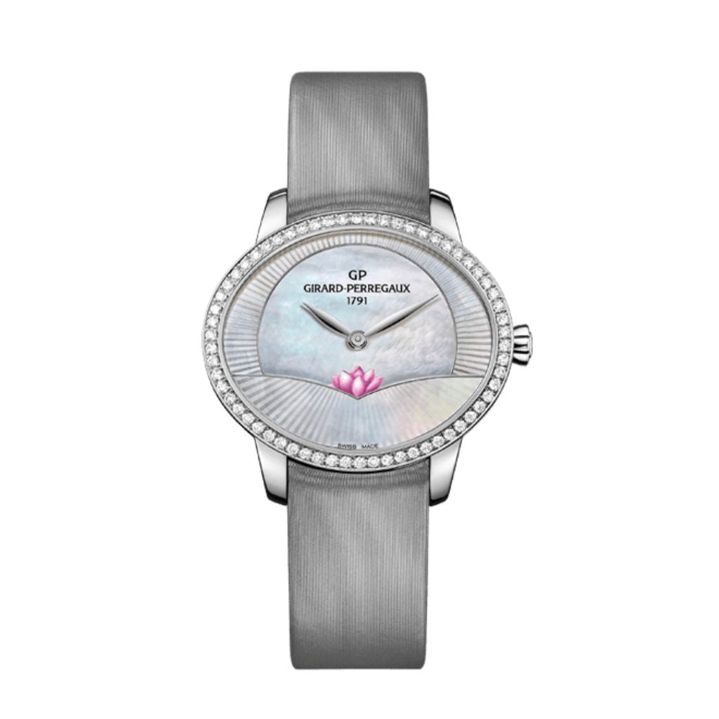 Girard-Perregaux Cat’s Eye Lotus 35.40 x 30.40 mm Mother Of Pearl Dial with Diamonds Stainless Steel   Leather Strap 80488D11A701-HK7B - WATCHXNYC
