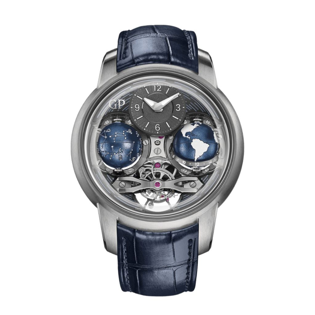 Girard-Perregaux Cosmos 47 mm Transparent Dial Titanium   Leather Strap 99292-21-651-BA6F - WATCHXNYC