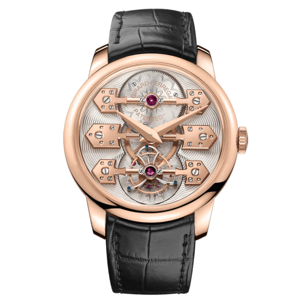 Girard-Perregaux La Esmeralda Tourbillon 44 mm Transparent Dial 18K Pink Gold   Leather Strap 99275-52-000-BA6E - WATCHXNYC