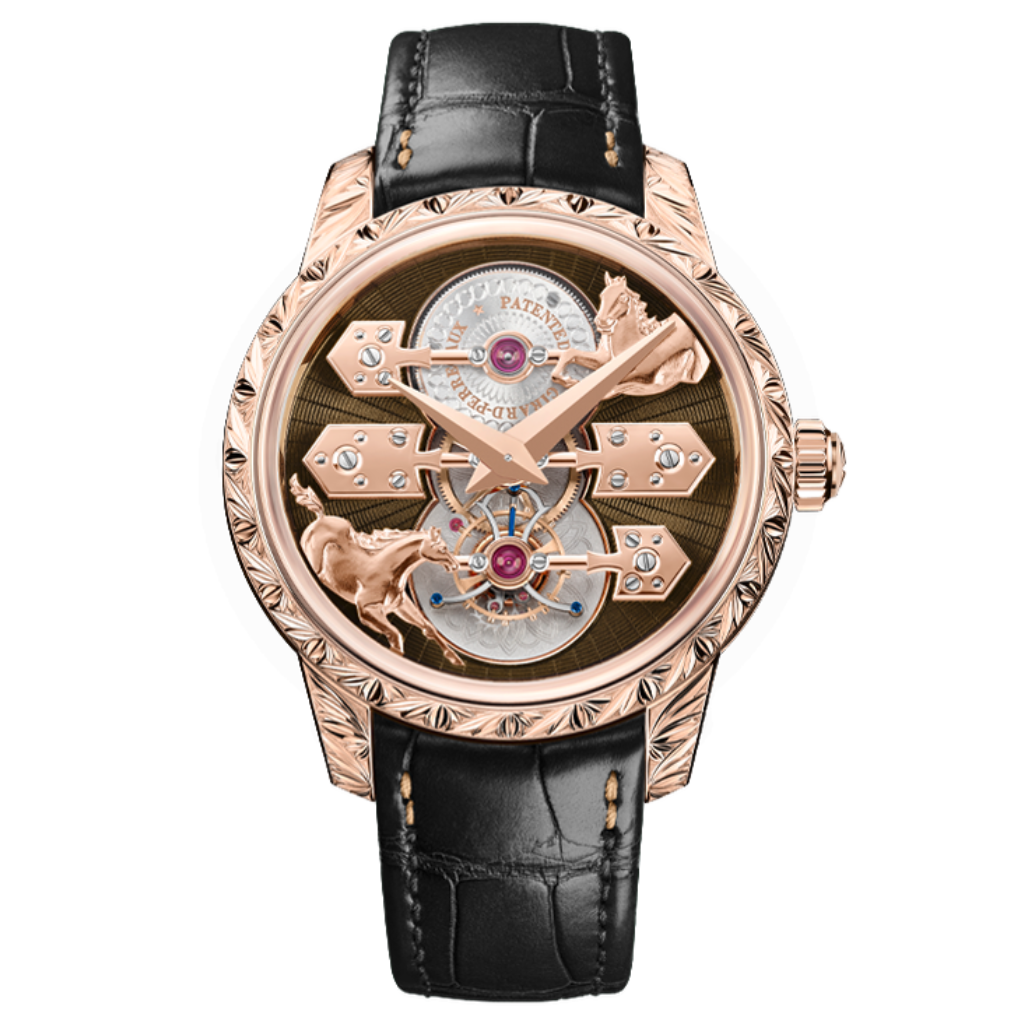 Girard-Perregaux La Esmeralda Tourbillon "A Secret" Eternity Edition 43 mm Brown Dial 18K Pink Gold   Leather Strap 99274-52-3352-5CC - WATCHXNYC