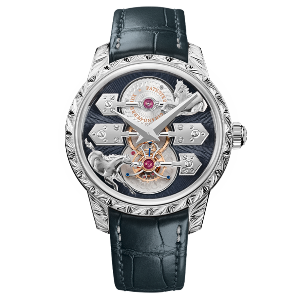 Girard-Perregaux La Esmeralda Tourbillon "A Secret" Eternity Edition 43 mm Grey Dial 18K White Gold   Leather Strap 99274-53-3350-5CC - WATCHXNYC