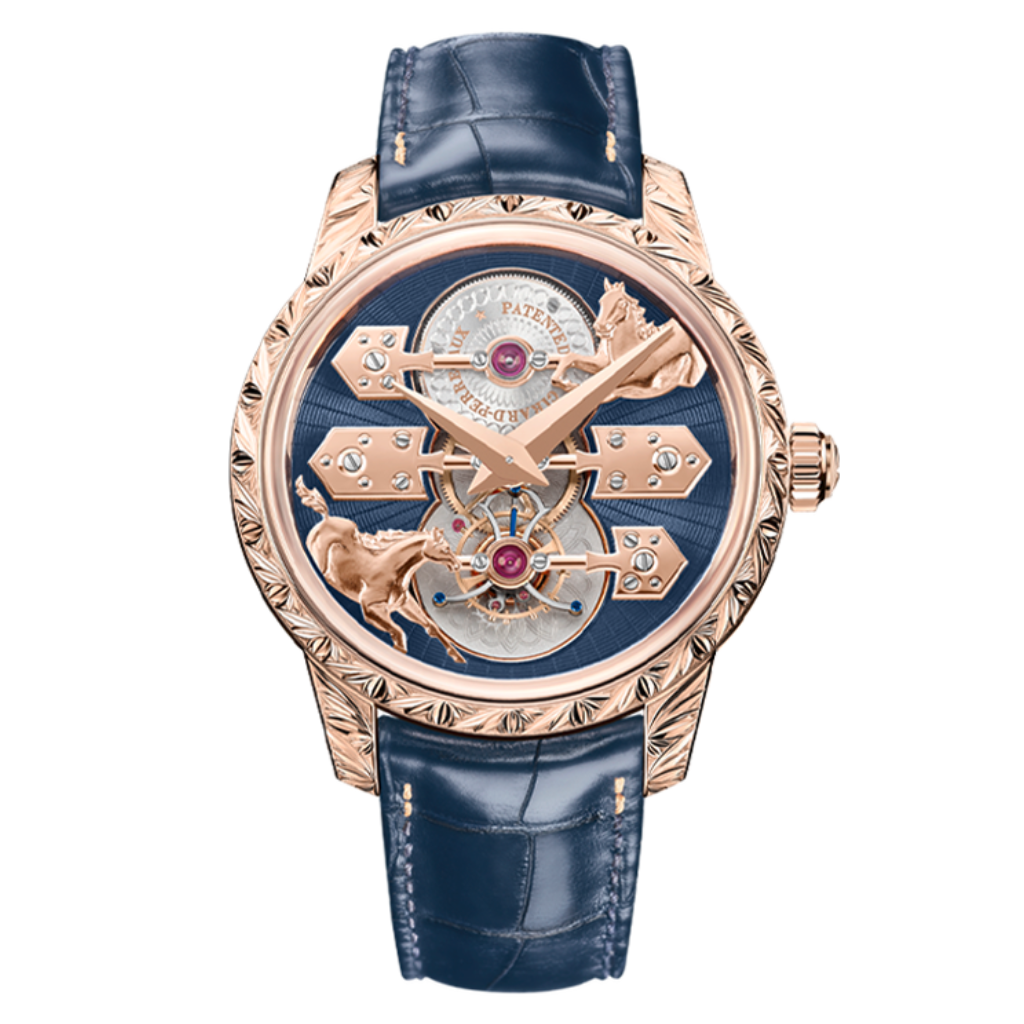 Girard-Perregaux La Esmeralda Tourbillon "A Secret" Eternity Edition 43 mm Transparent Dial 18K Pink Gold   Leather Strap 99274-52-000-BA6A - WATCHXNYC