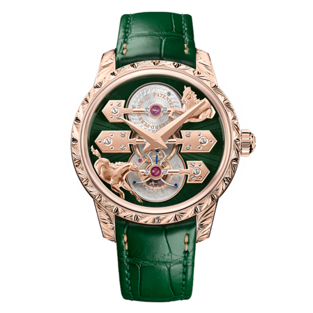 Girard-Perregaux La Esmeralda Tourbillon "A Secret" Eternity Edition 43 mm Transparent Dial 18K Pink Gold   Leather Strap 99274-52-3162-5CC - WATCHXNYC