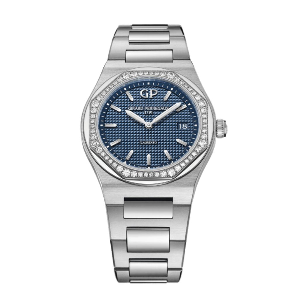 Girard-Perregaux Laureato 34 mm Blue Dial with Diamonds Stainless Steel Bracelet 80189D11A431-11A - WATCHXNYC