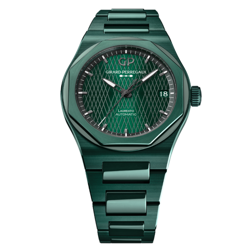 Girard-Perregaux Laureato 38 mm Green Ceramic Aston Martin Edition 38 mm Green Dial Ceramic Bracelet 81005-32-3080-1CX - WATCHXNYC