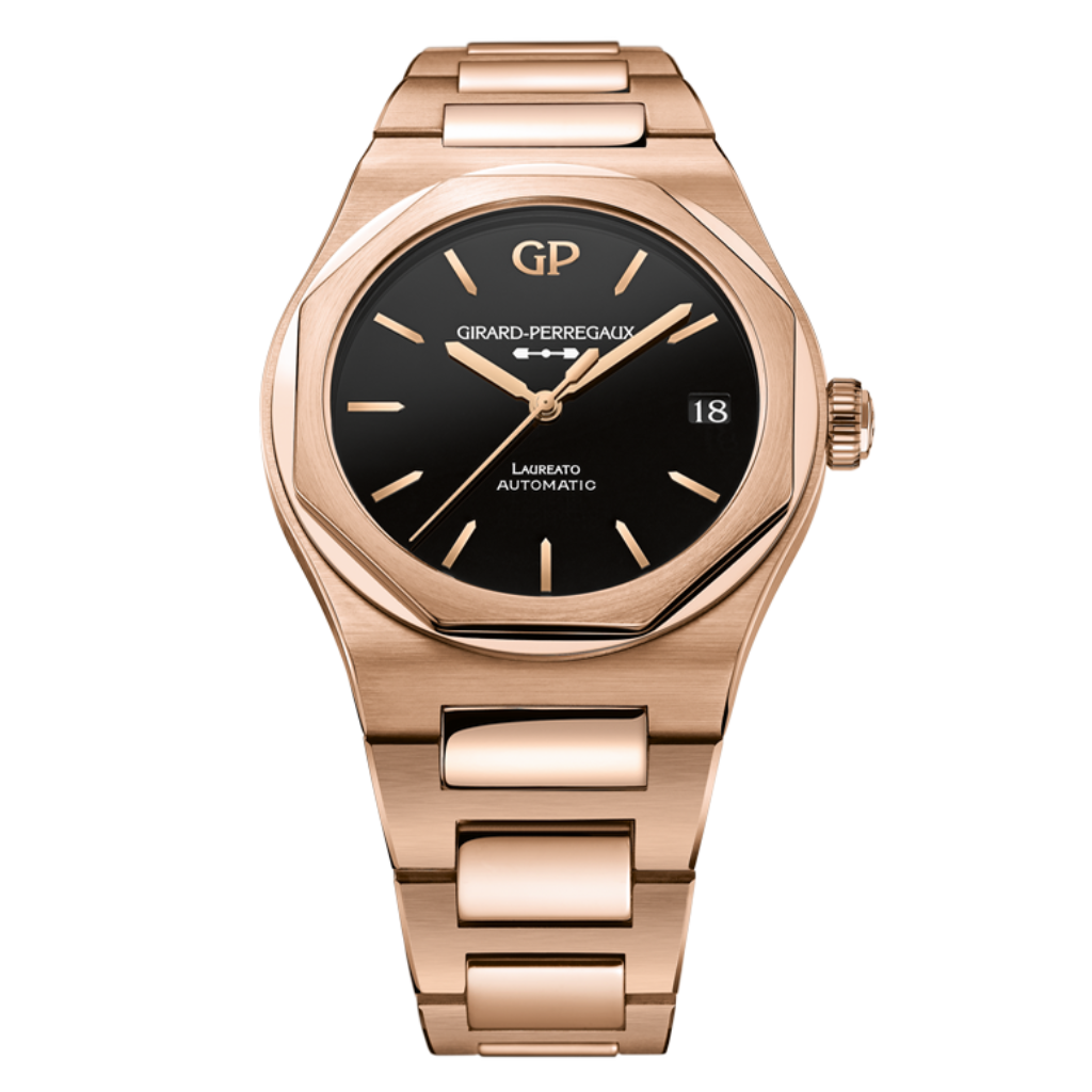 Girard-Perregaux Laureato 42 mm Onyx Dial 18K Pink Gold Bracelet 81010-52-3118-1CM - WATCHXNYC