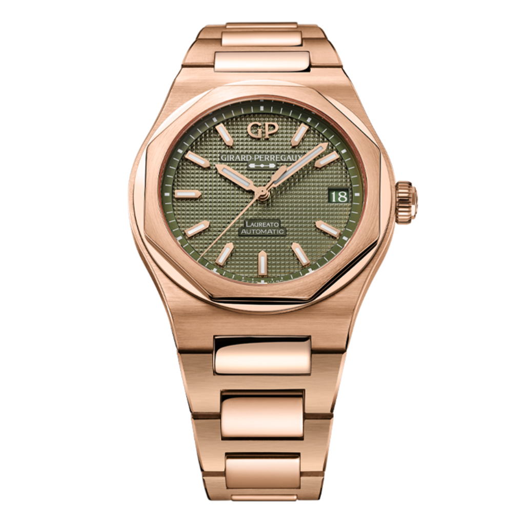 Girard-Perregaux Laureato 42 mm Sage Green Dial 18K Pink Gold Bracelet 81010-52-3333-1CM - WATCHXNYC