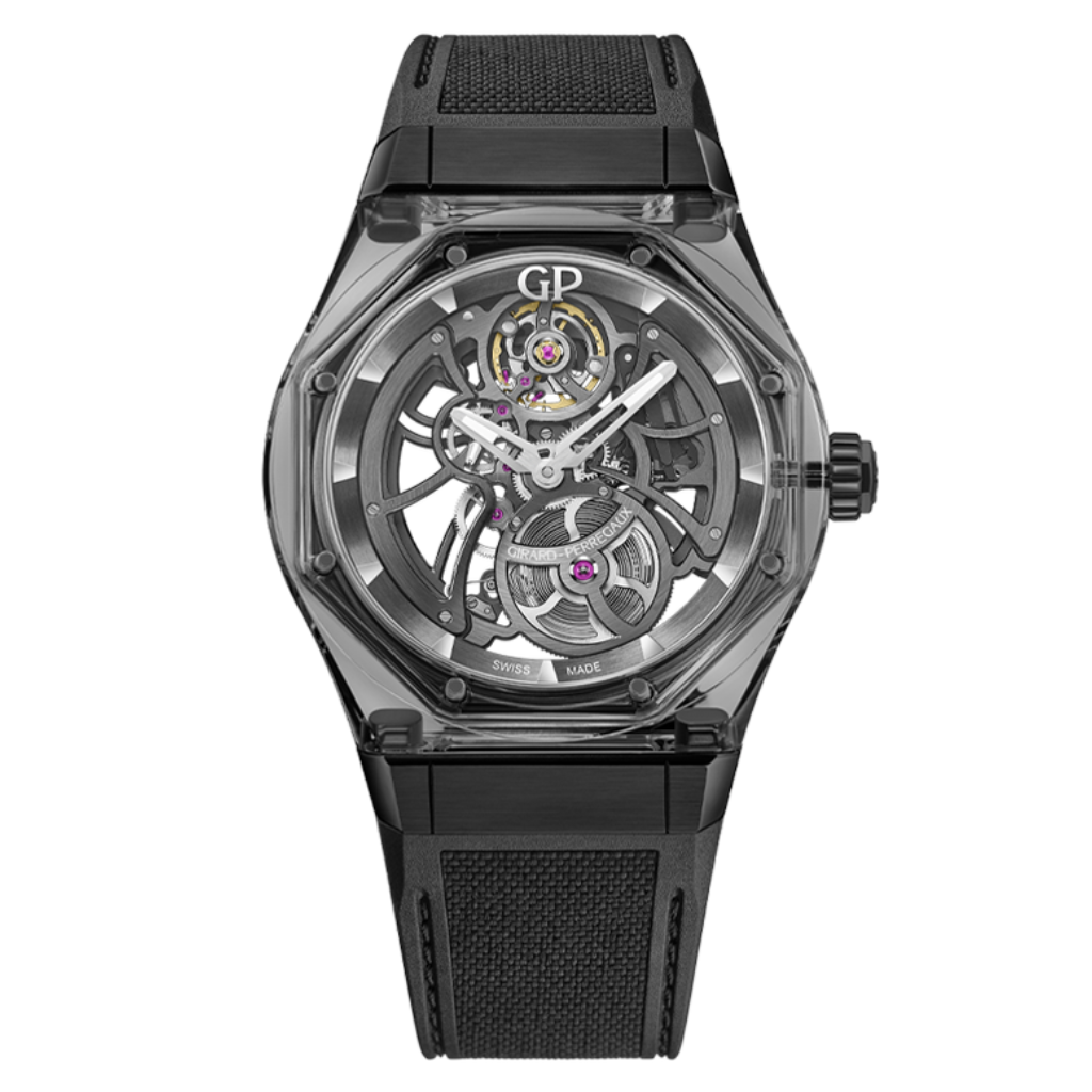Girard-Perregaux Laureato Absolute Light & Shade 44 mm Transparent Dial Sapphire and Titanium Rubber Strap 81071-43-2022-1CX - WATCHXNYC