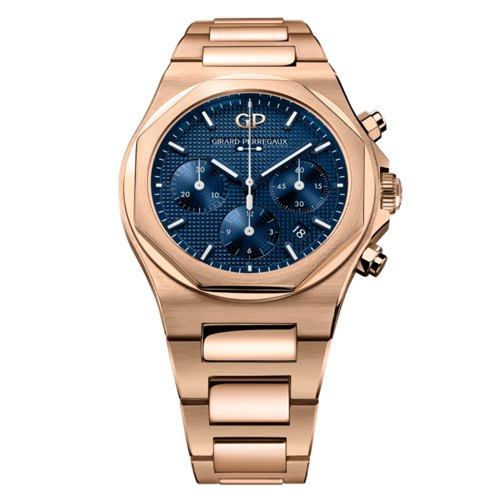 Girard-Perregaux Laureato Chronograph 42 mm Blue Dial 18K Pink Gold Bracelet 81020-52-432-52A - WATCHXNYC