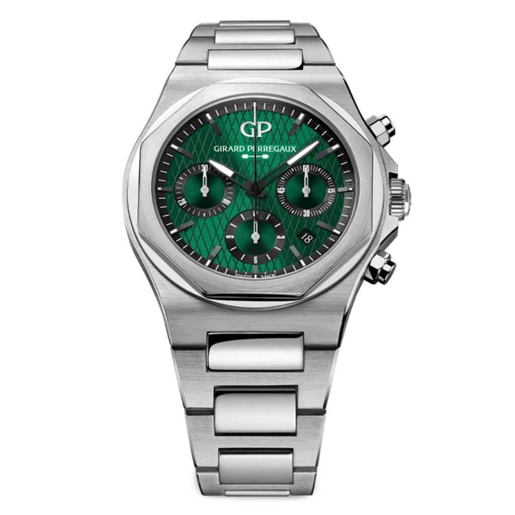 Girard-Perregaux Laureato Chronograph Aston Martin Edition 42 mm Green Dial 904L Stainless Steel Bracelet 81020-11-001-11A - WATCHXNYC