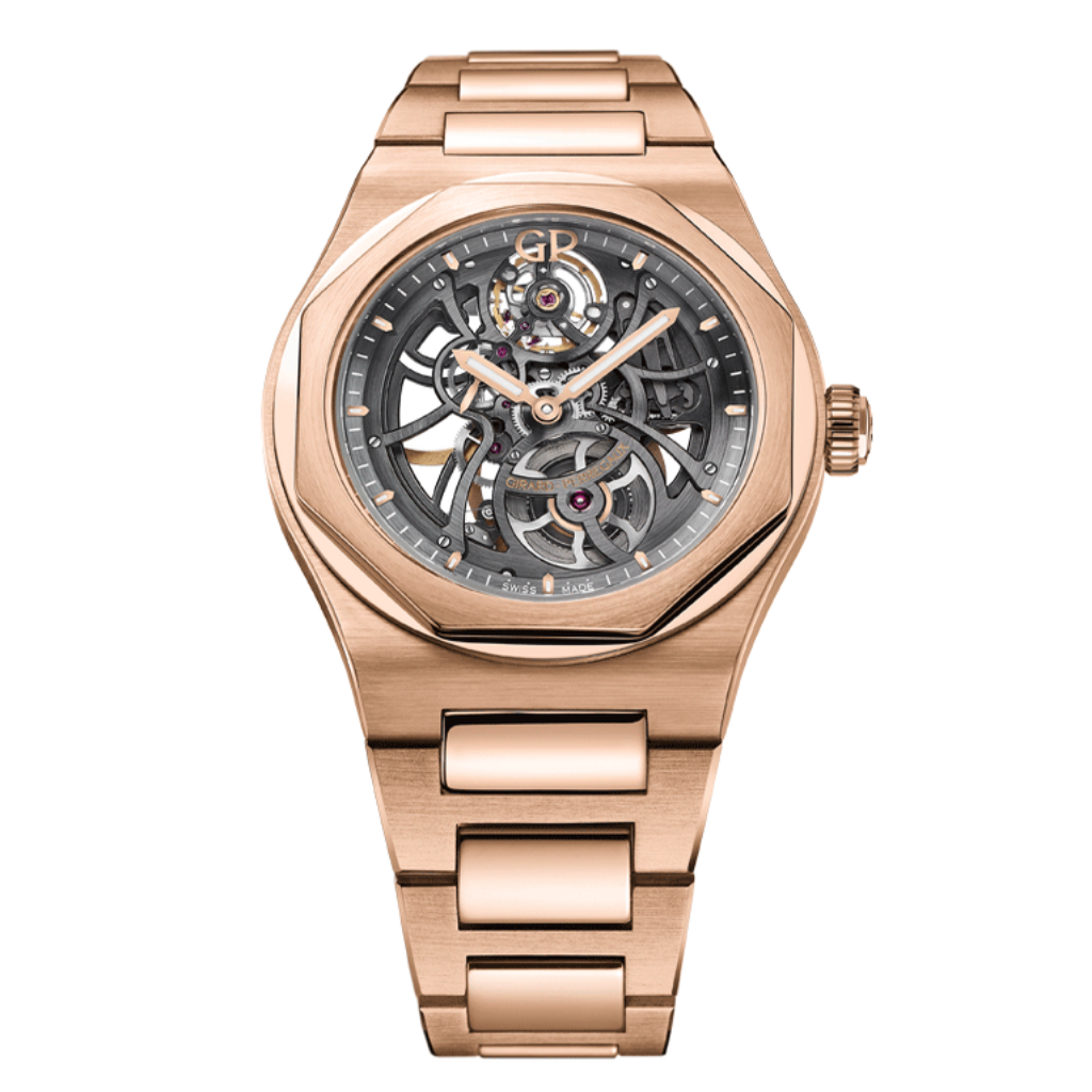Girard-Perregaux Laureato Skeleton 42 mm Transparent Dial 18K Pink Gold Bracelet 81015-52-002-52A - WATCHXNYC