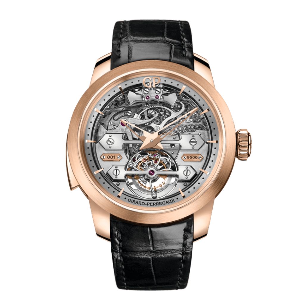 Girard-Perregaux Minute Repeater Tourbillon with Bridges 45 mm Transparent Dial 18K Pink Gold   Leather Strap 99820-52-001-BA6A - WATCHXNYC