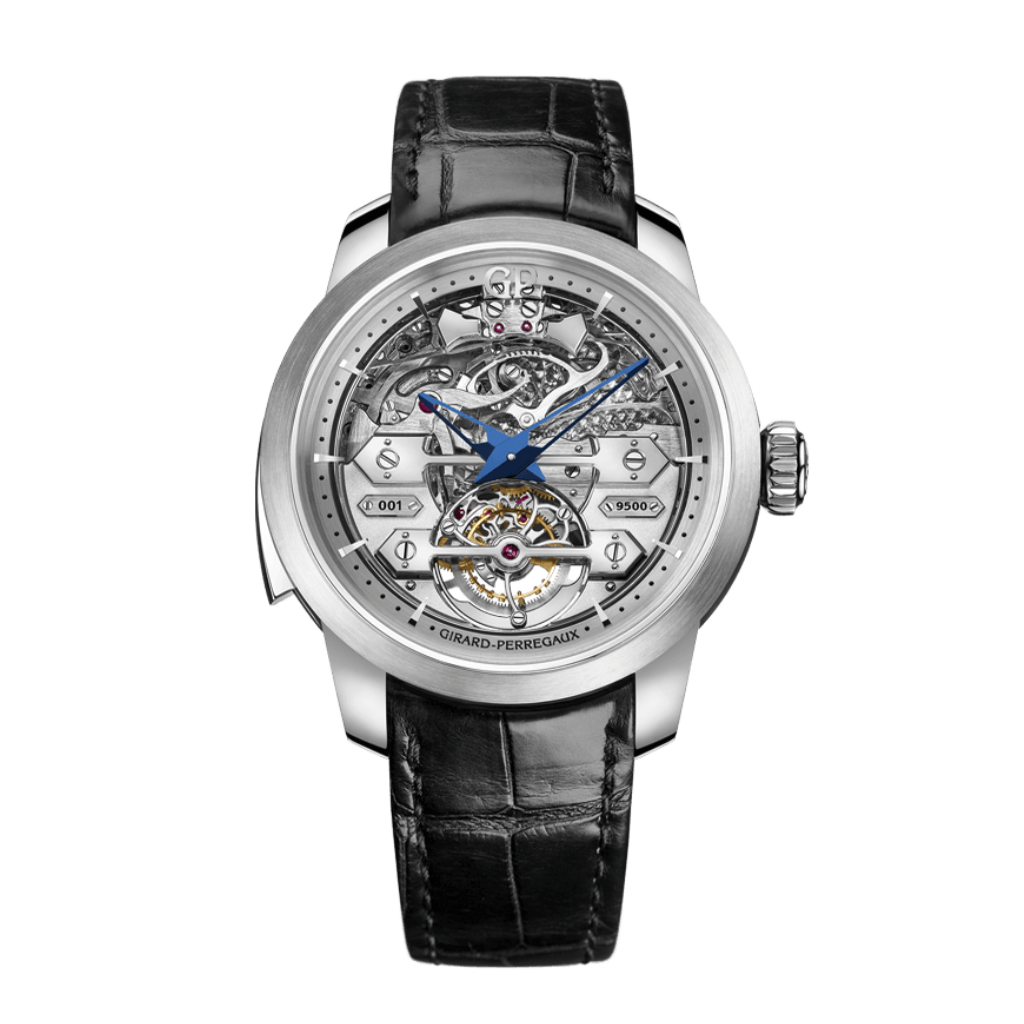 Girard-Perregaux Minute Repeater Tourbillon with Bridges 45 mm Transparent Dial 18k White Gold   Leather Strap 99820-53-002-BA6A - WATCHXNYC