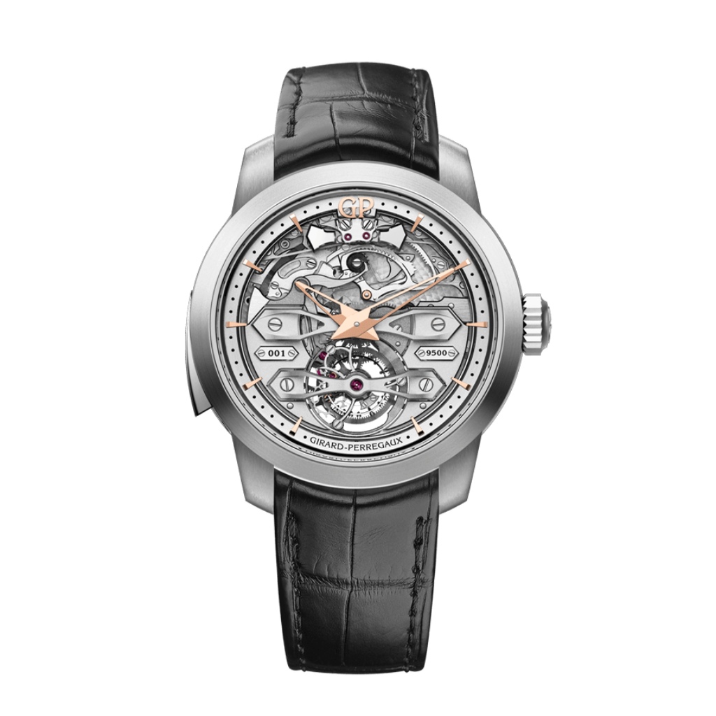 Girard-Perregaux Minute Repeater Tourbillon with Bridges 45 mm Transparent Dial Titanium   Leather Strap 99820-21-001-BA6A - WATCHXNYC