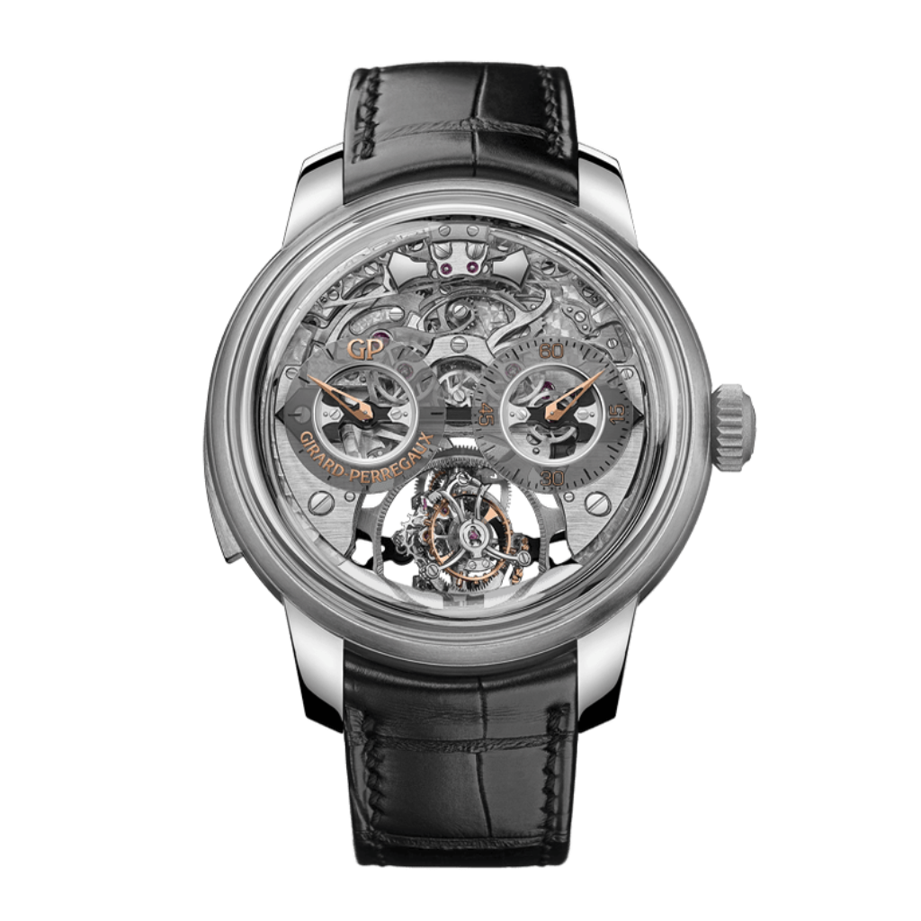 Girard-Perregaux Minute Repeater Tri-Axial Tourbillon 48 mm Transparent Dial Titanium   Leather Strap 99830-21-000-BA6A - WATCHXNYC