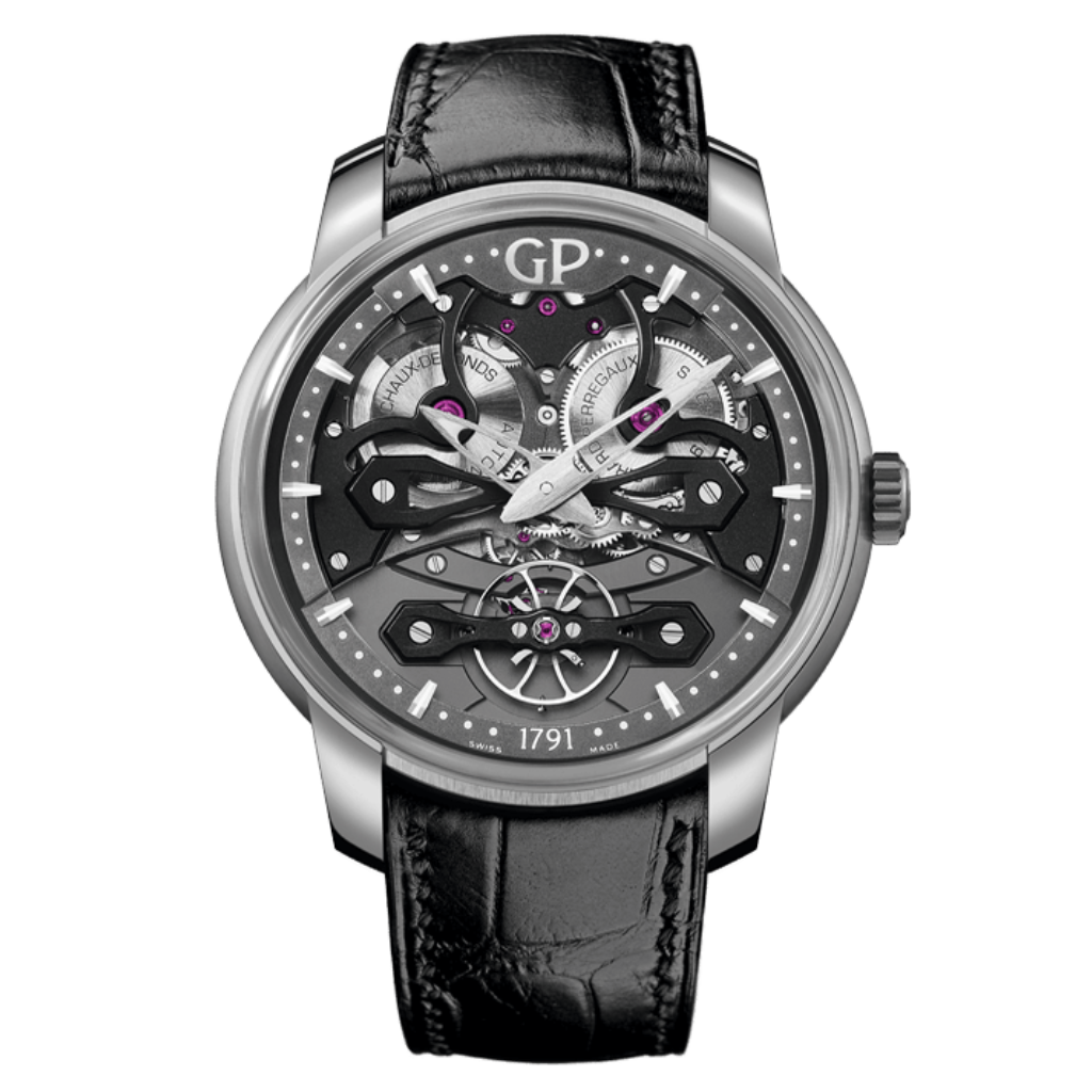Girard-Perregaux Neo Bridges 45 mm Transparent Dial Titanium   Leather Strap 84000-21-001-BB6A - WATCHXNYC