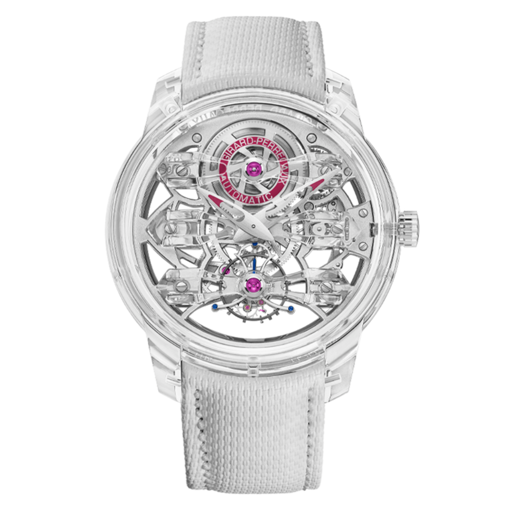 Girard-Perregaux Quasar Light Tourbillon with Three Bridges 46 mm Transparent Dial 18k White Gold Fabric Strap 99295-43-3314-5CC - WATCHXNYC