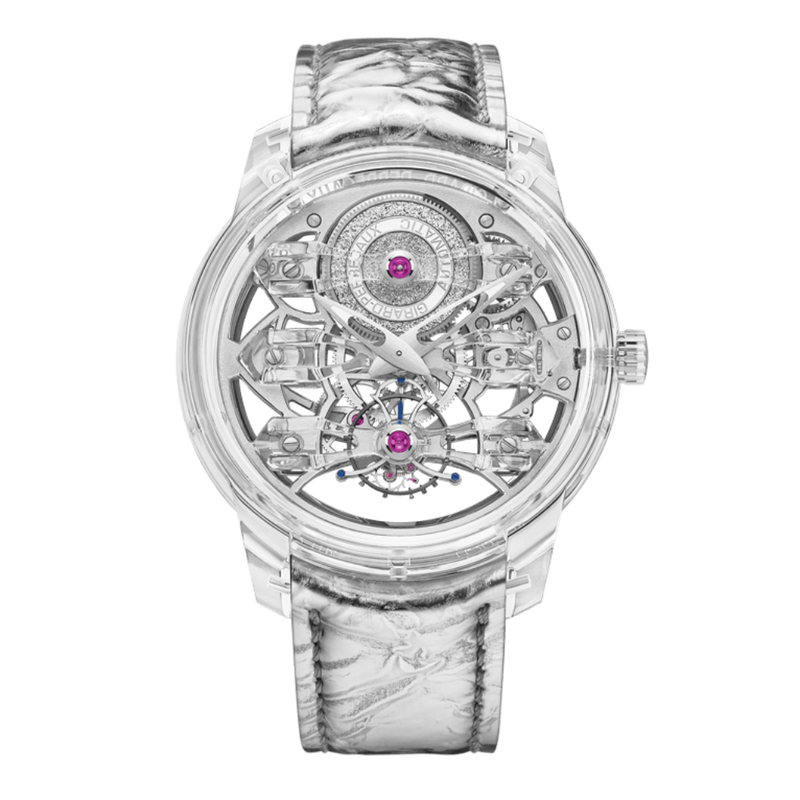 Girard-Perregaux Quasar Light Tourbillon con tres puentes 46 mm Esfera transparente Correa de tela de zafiro 99295-43-001-BA6A 