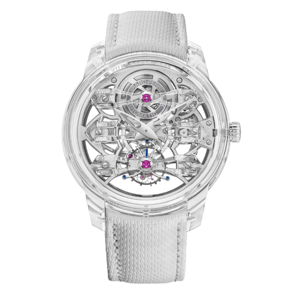 Girard-Perregaux Quasar Light Tourbillon with Three Bridges 46 mm Transparent Dial Sapphire Rubber Strap 99295-43-3313-5CC - WATCHXNYC