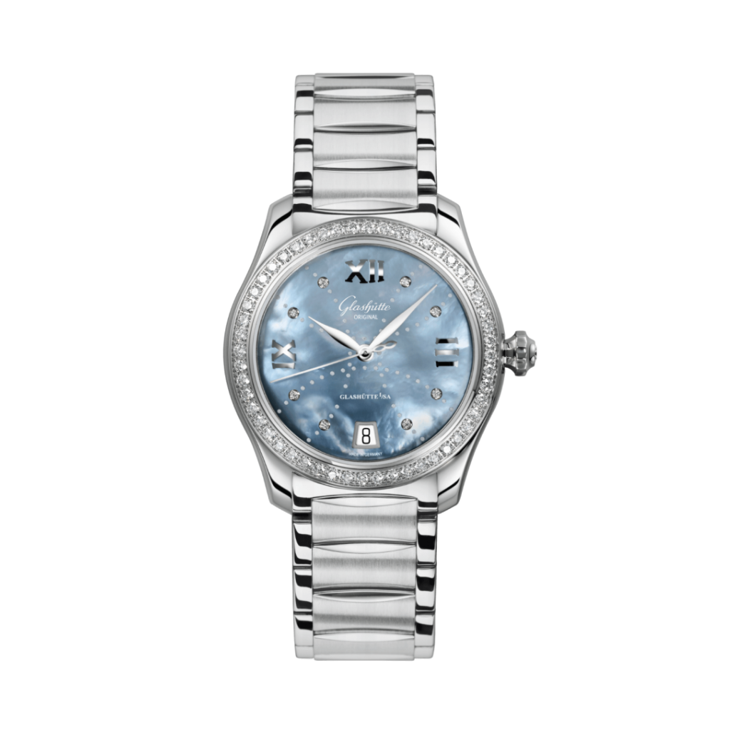 Glashuette Original Lady Serenade 36 mm Mother-Of-Pearl Blue Dial Stainless Steel Stainless Steel 1-39-22-11-22-34 - WATCHXNYC