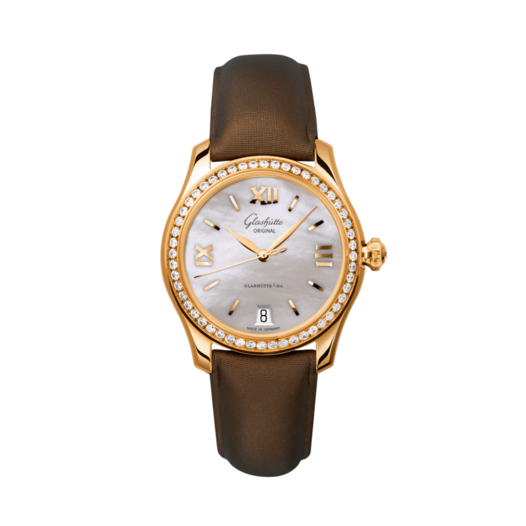 Glashuette Original Lady Serenade 36 mm Mother-Of-Pearl Silver Dial 18k Rose Gold   Strap 1-39-22-09-11-04 - WATCHXNYC