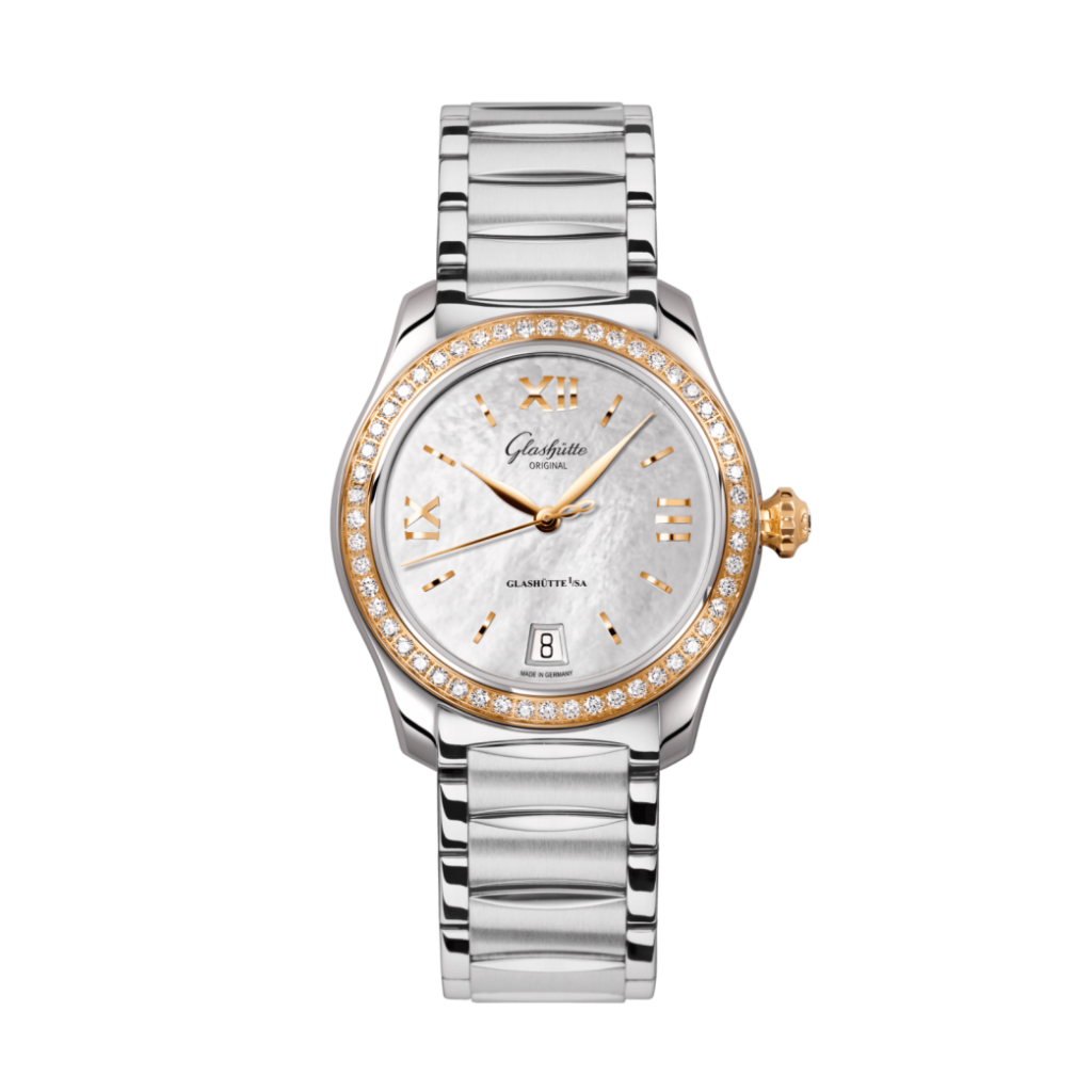 Glashuette Original Lady Serenade 36 mm Mother-Of-Pearl Silver Dial Bicolor Stainless Steel 1-39-22-09-16-34 - WATCHXNYC