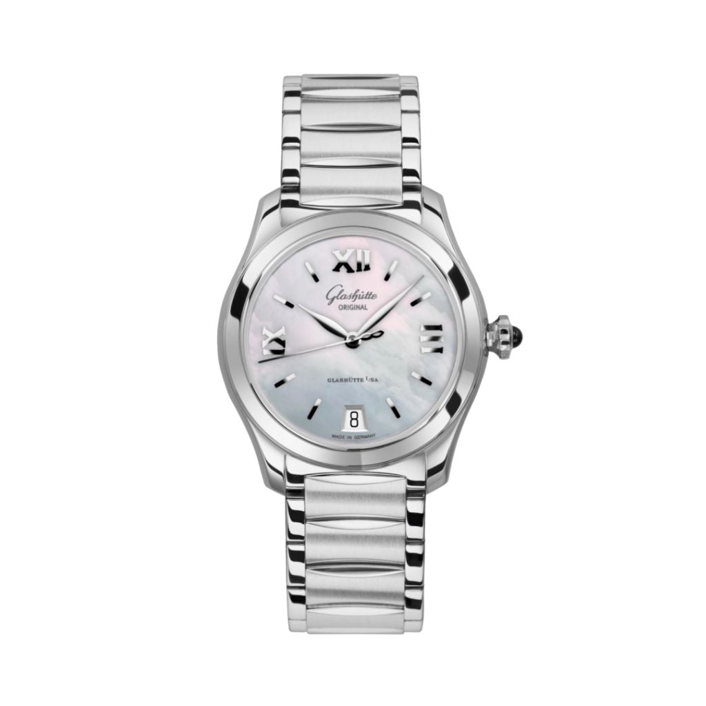 Glashuette Original Lady Serenade 36 mm Mother-Of-Pearl Silver Dial Stainless Steel Stainless Steel 1-39-22-08-02-34 - WATCHXNYC