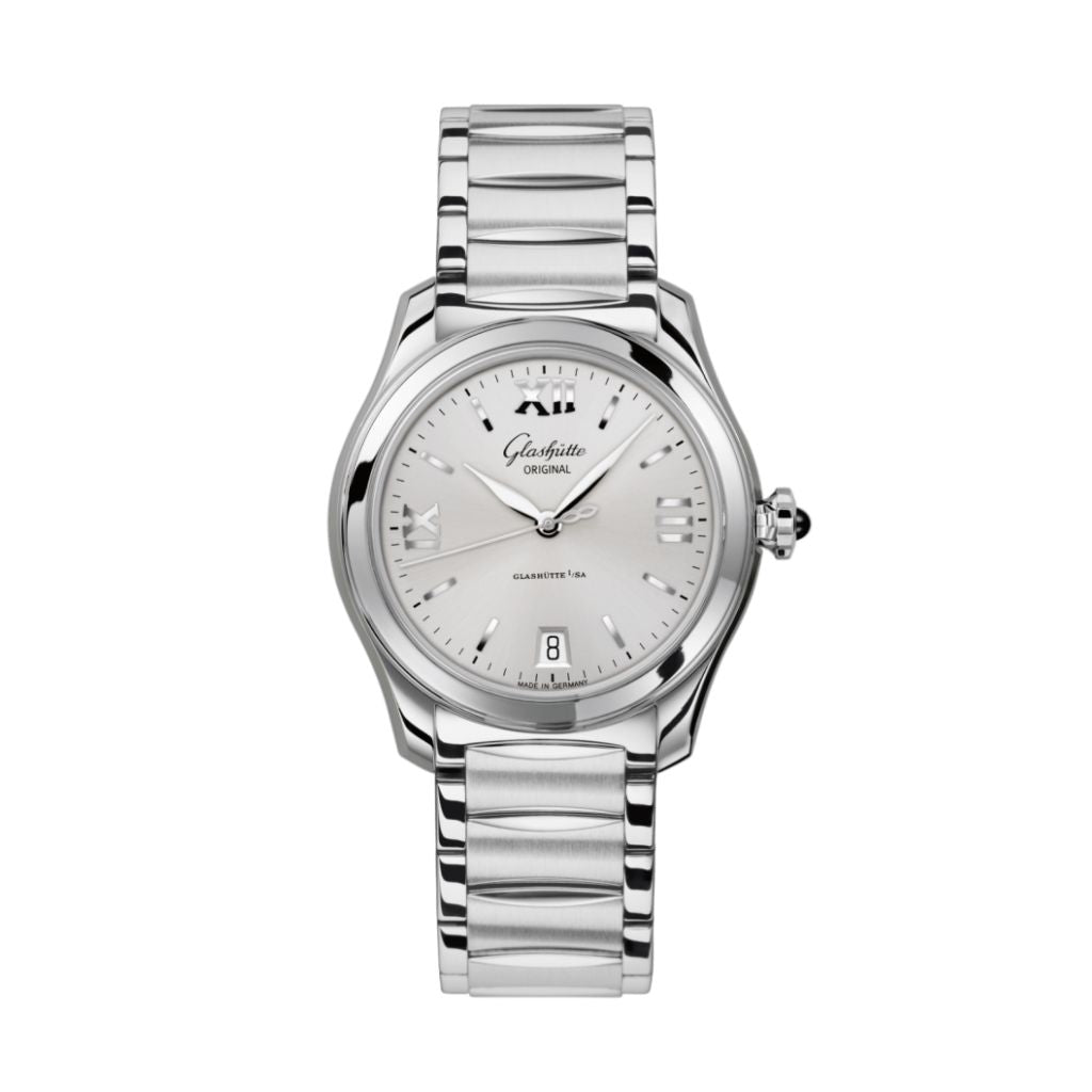 Glashuette Original Lady Serenade 36 mm Silver Galvanized Dial Stainless Steel Stainless Steel 1-39-22-02-02-34 - WATCHXNYC