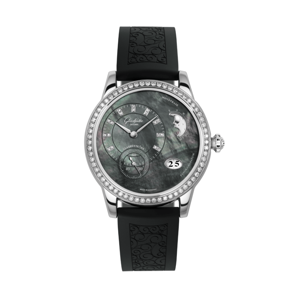 Glashuette Original Panomatic Luna 39.4 mm Mother-Of-Pearl "Tahiti" Dial Stainless Steel Rubber With Embossing 1-90-12-02-12-04 - WATCHXNYC