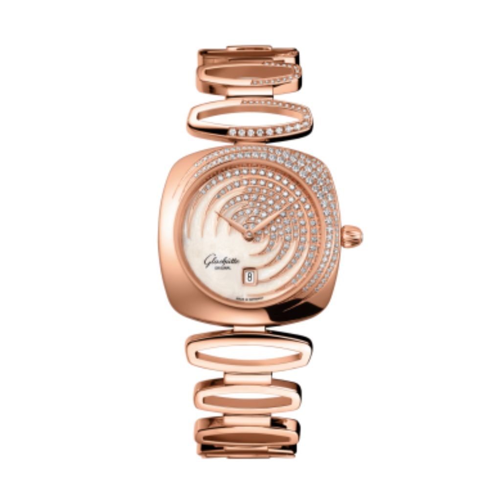 Glashuette Original Pavonina 31 mm Cold Enamal White Dial Red Gold With Diamonds Red Gold Diamonds 1-03-01-03-15-11 - WATCHXNYC